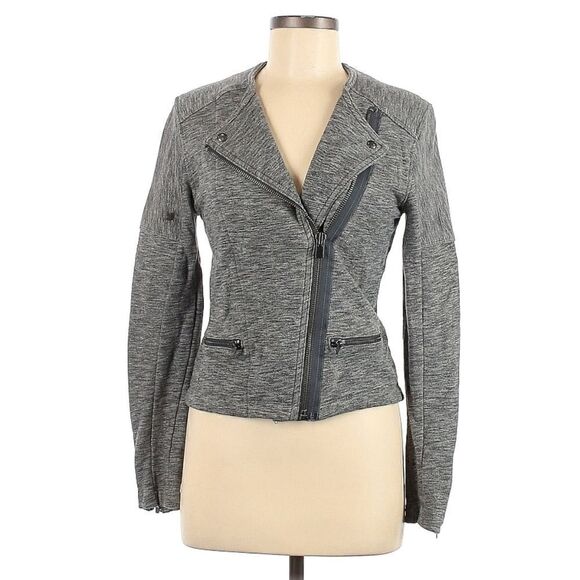 GAP GRAY 100% COTTON MOTO ZIP JACKET SIZE M - Picture 1 of 7